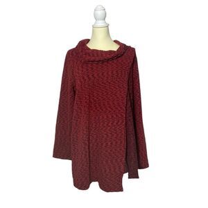 Habitat Lagenlook Cowl Neck Front Overlay Wrap Tunic Sweater Women's Size M